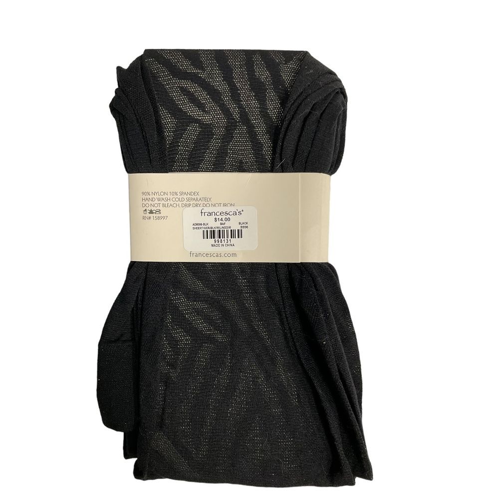 Francesca's Eliza Black Sheer Tiger Print Tights Chic Patterned Size S/M - Picture 3 of 4